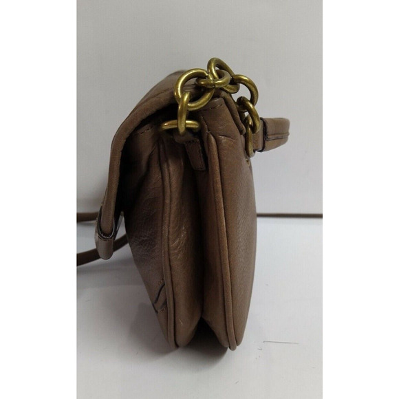 B. Makowsky Brown Pebbled Leather Turnlock Flap Closure Crossbody Bag - Picture 5 of 12